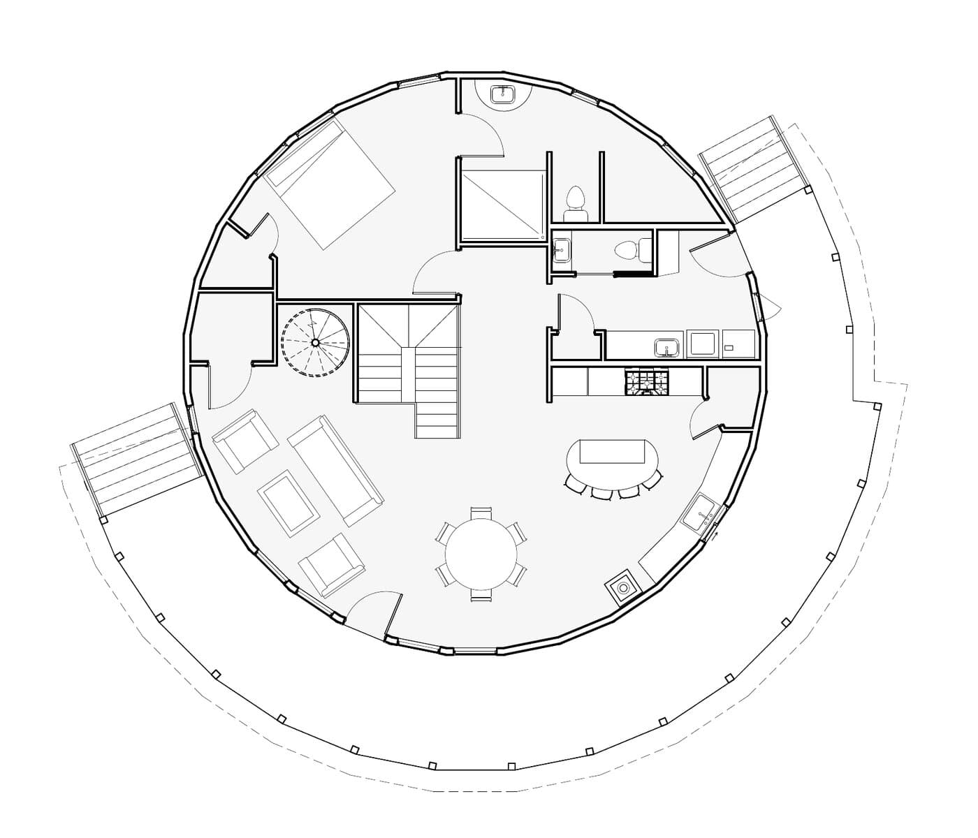 Floor plan diagram of Highland Overlook Round Home.