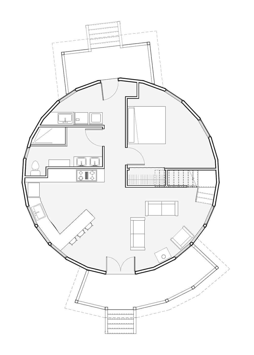 Floor plan diagram of Blue Mountain Round Home.